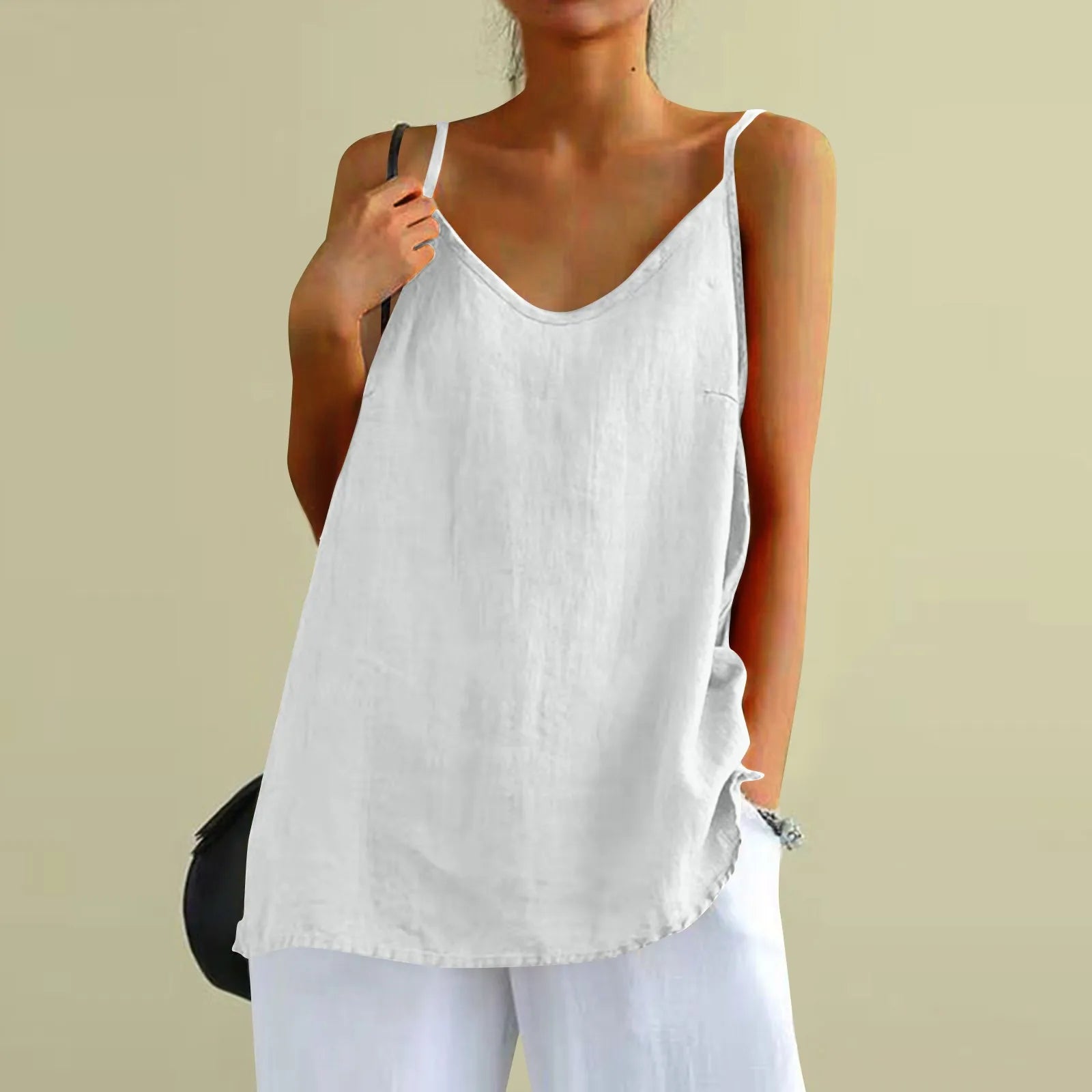 Women's tops sexys Cotton Linen Camisole Vest Summer Loose Sleeveless Versatile Bottom Top solid color blouse classic camisetas