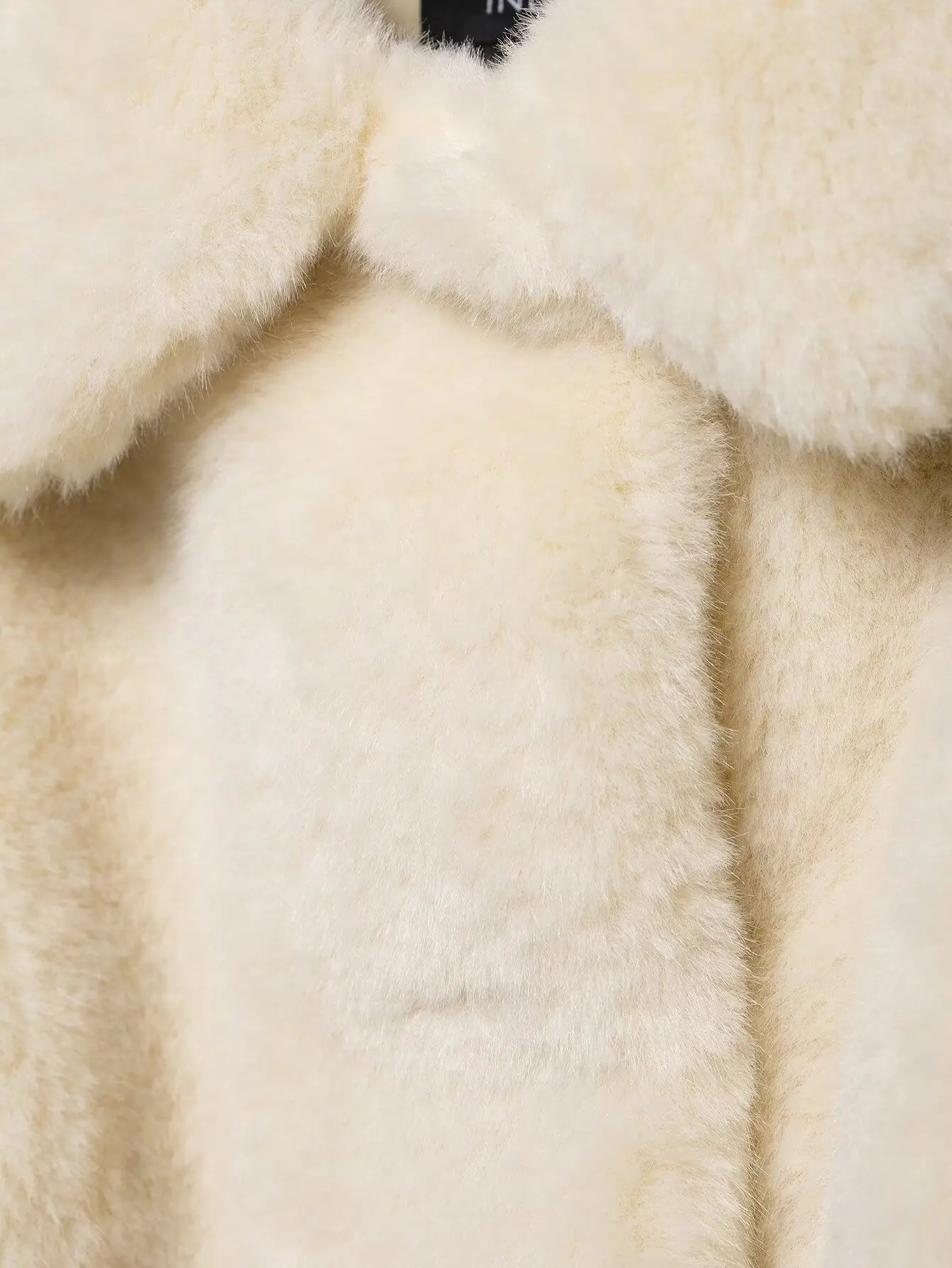 HH Winter Elegant Women Belted Artificial Fur Effect Coat Female Single Breasted Long Sleeve Loose Warm Faux Fur Jacket Outwear