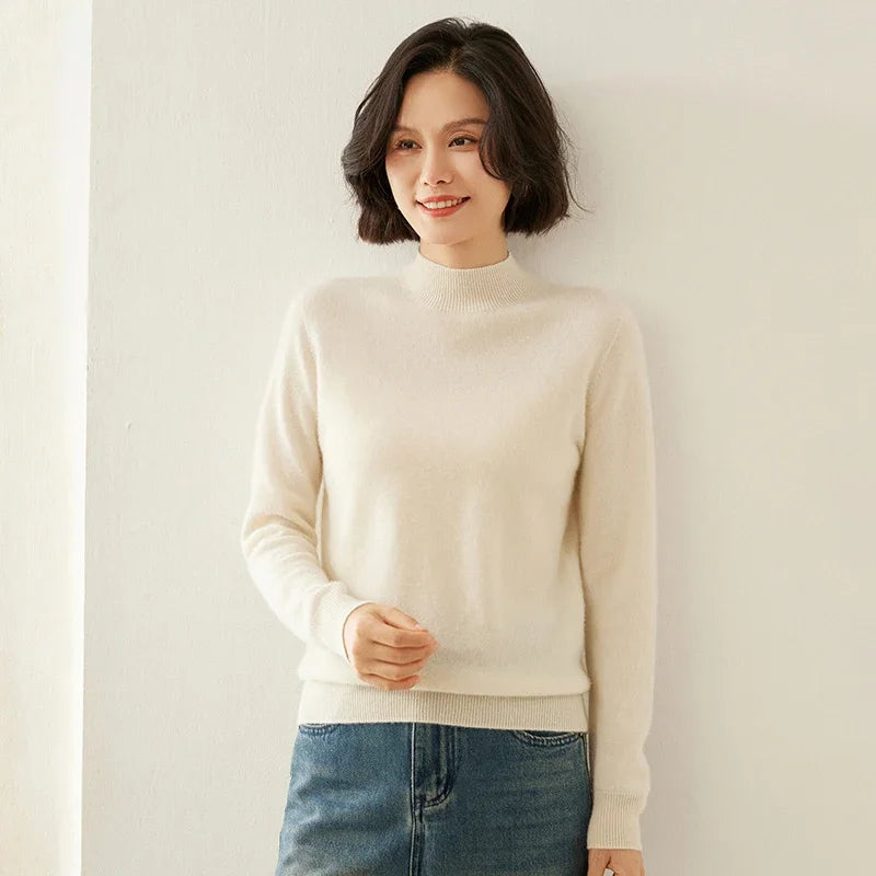 Women's Cashmere Sweater,  Cashmere Blend, Turtleneck Sweater, Knitted, Slim Fit, Basic Style, New Autumn and Winter 2024