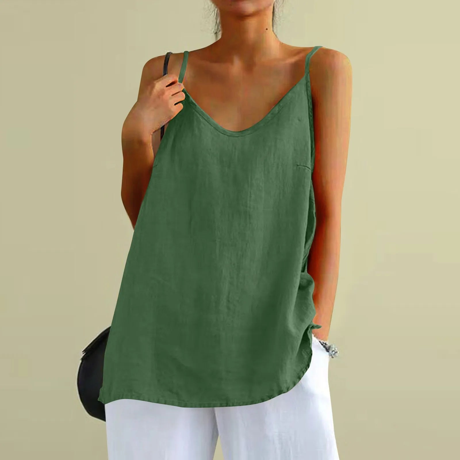 Women's tops sexys Cotton Linen Camisole Vest Summer Loose Sleeveless Versatile Bottom Top solid color blouse classic camisetas