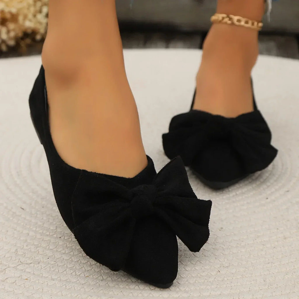 Women's Shoes 2025 Spring Pointed Women's Flats Fashion Bow Loafers Slip on Walking Flat Shoes Ladies Shallow Comfort Sneakers