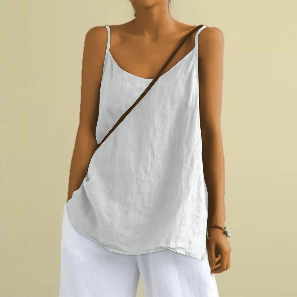 Women's tops sexys Cotton Linen Camisole Vest Summer Loose Sleeveless Versatile Bottom Top solid color blouse classic camisetas