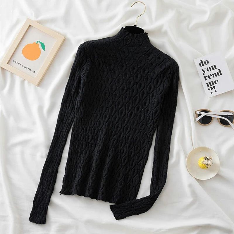 2025 Cashmere Turtleneck Women Sweaters Autumn Winter Warm Pullover Slim Tops Knitted Sweater Female Jumper Soft Pull  Tops
