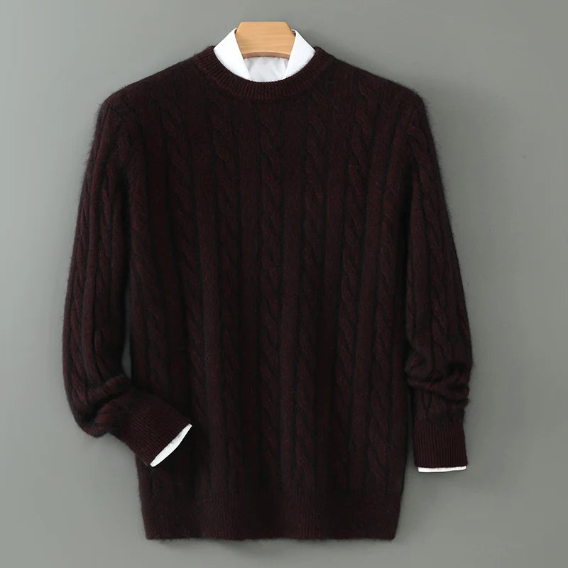 Men's thick cashmere sweater 100% pure cashmere round neck cashmere sweater 2024 new spring and winter knit base shirt