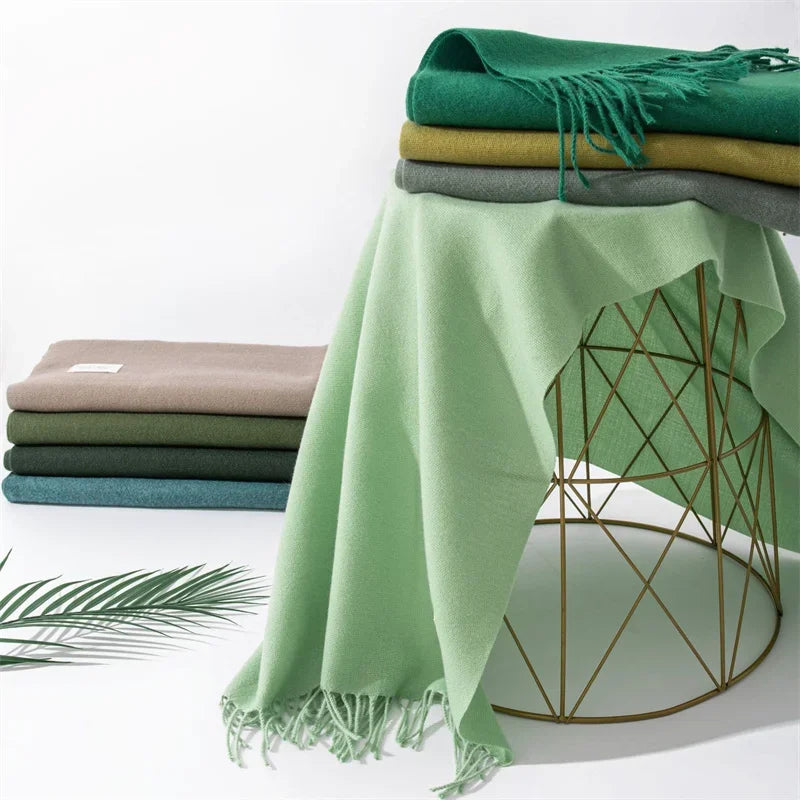 Cashmere Scarves for Women 2024 Winter Shawls Warm Wraps Lady Pashmina Solid Print Blanket Scarf Neck Headband Hijabs Stoles