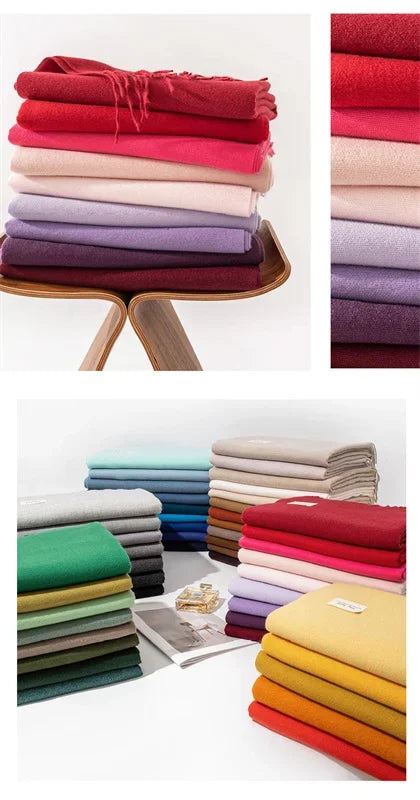 Cashmere Scarves for Women 2024 Winter Shawls Warm Wraps Lady Pashmina Solid Print Blanket Scarf Neck Headband Hijabs Stoles