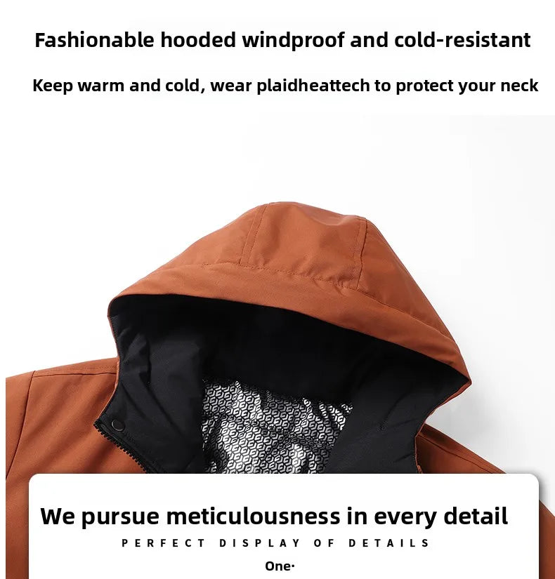 Men's Fishing Jacket  Mountain Climbing Coat Men Thickened Hooded Coat New Winter Loose Men Simple and Fashionable Work Jacket