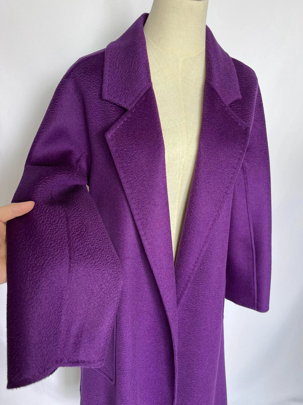 Cashmere Coat Female Winter Mid-Length Corrugated Coat Black Wool Coat Woman Autumn New Casual Fashion Red Beige Lace-Up Coat