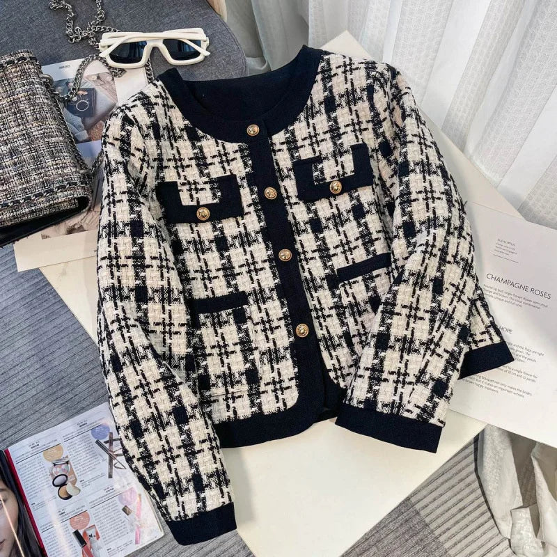 Autumn Winter Jackets Women Loose plaid Short Outwaer 2025 New Female Casual All-match Temperament Warm Ladies Overcoats