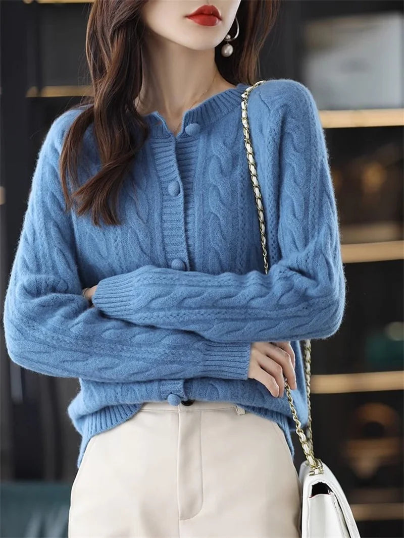 Cashmere Sweater For Women Autumn And Winter New Knitted Cardigan For Women Loose Fitting Woolen Sweater Lapel Jacket Camel XXXL