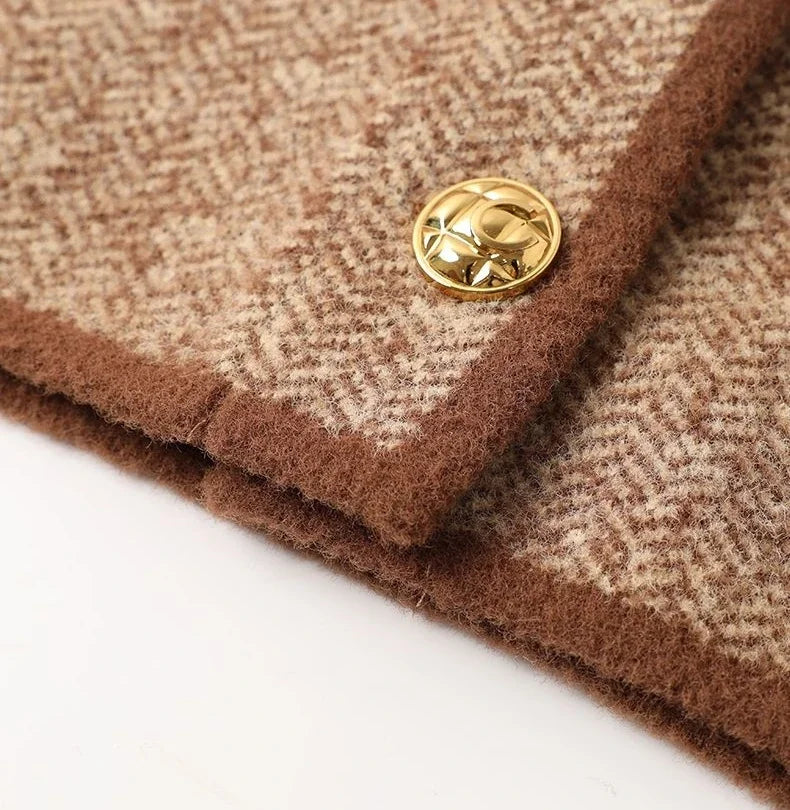 Knitting Wool Blend Coat for Women New In Round Neck Mixtures Jacket Woman Fashion 2025 High Quality Medium Elegant Hot Autumn