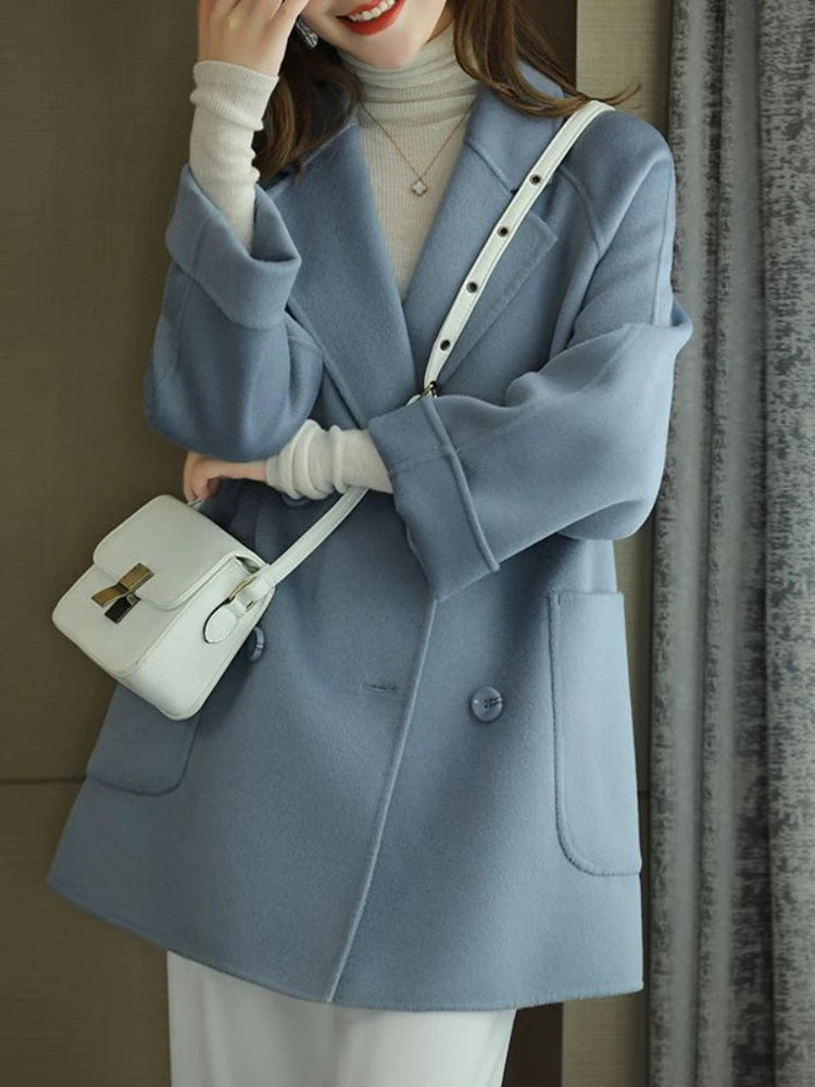 Wool Coat Elegance Coats and Jackets Women New In Autumn Winter Jacket Women Korean Style Long Sleeve Office Lady Trench Coat