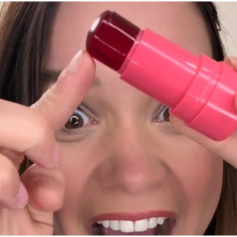 Milk Jelly Lipstick Blush Stick Moisturized Blusher Rouge Cream Shimmer Powder Blusher Stick Beauty Makeup for Women and Girls