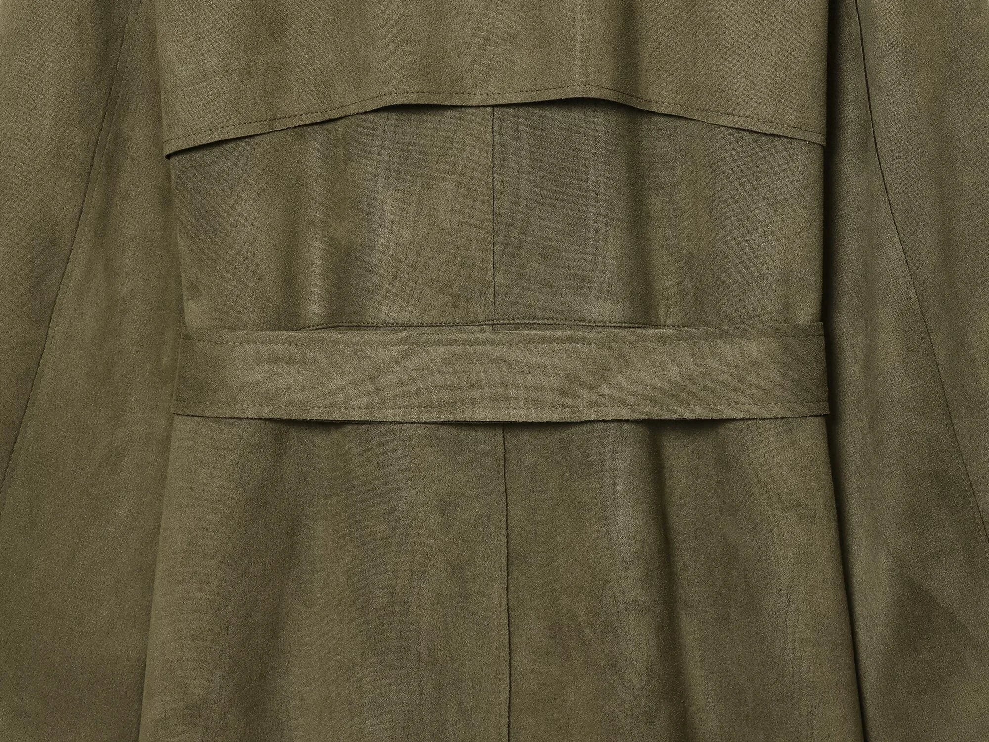 2025 Winter New Women's Casual Fashionable Simple Lapel Double-Breasted Long Trench Coat with Belt and Suede