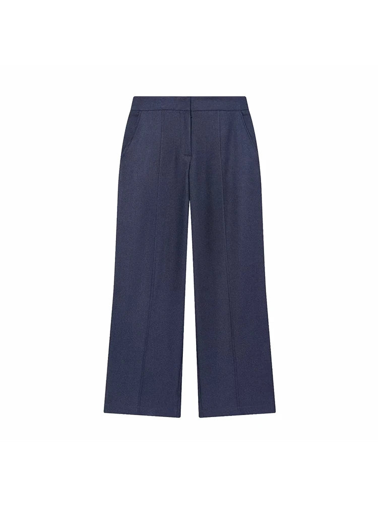 Women Winter  Autumn New Products Women's Clothing Long-sleeved Lapel Short Jacket Top Edge Straight Leg Pants Suit