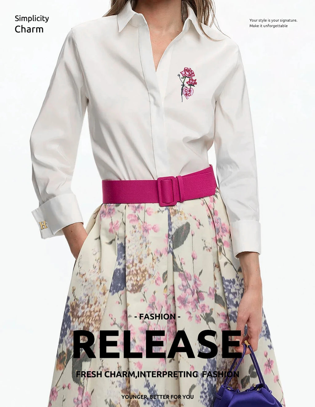 Women Shirts Casual Long Sleeve Blouse Embroidered Flowers Elegant Lapel Loose Shirt Spring Summer Solid Office Lady Tops