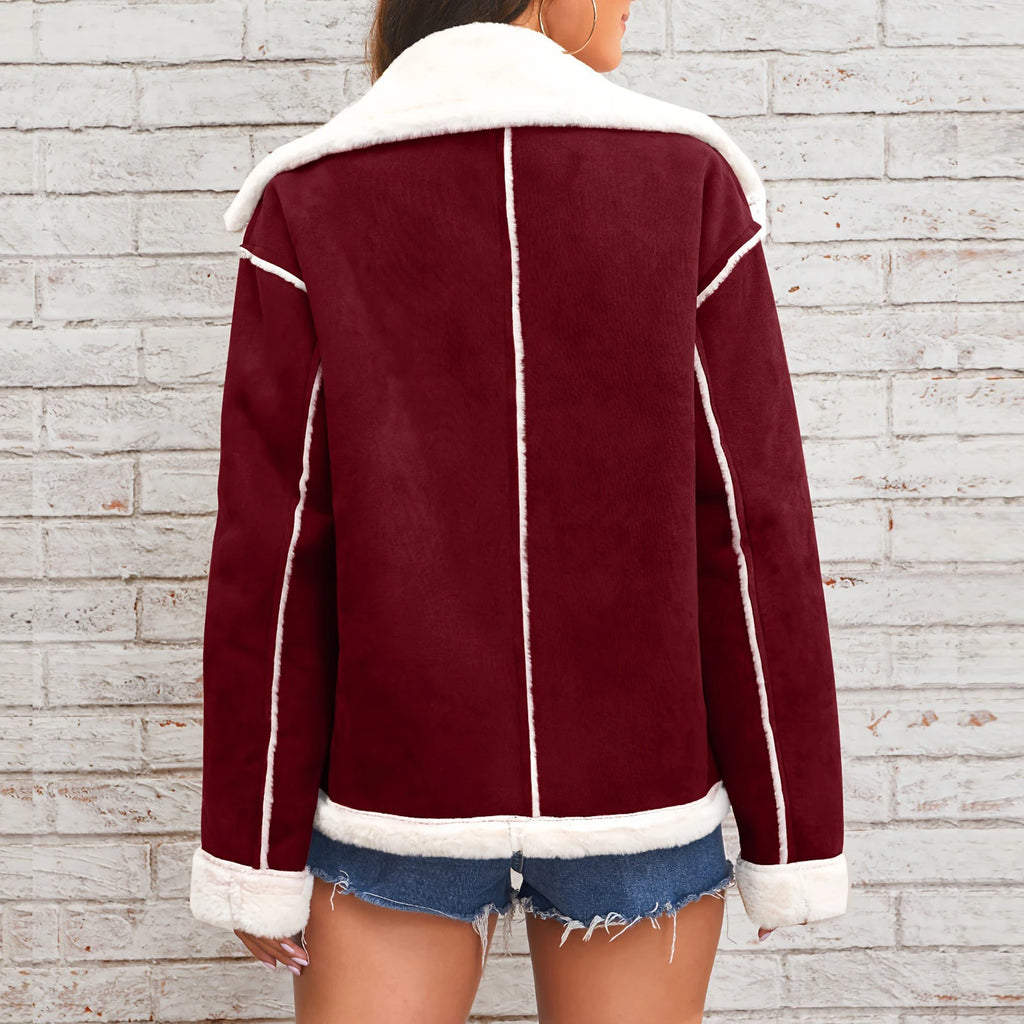 Women's New Coat Autumn Winter Fashion Lapel Thin Plush Short Jacket Trendy fashion Biker Retro Style Cropped Coat Streetwear