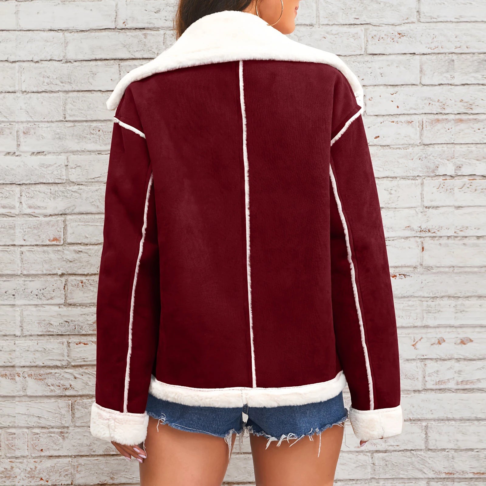 Women's New Coat Autumn Winter Fashion Lapel Thin Plush Short Jacket Trendy fashion Biker Retro Style Cropped Coat Streetwear