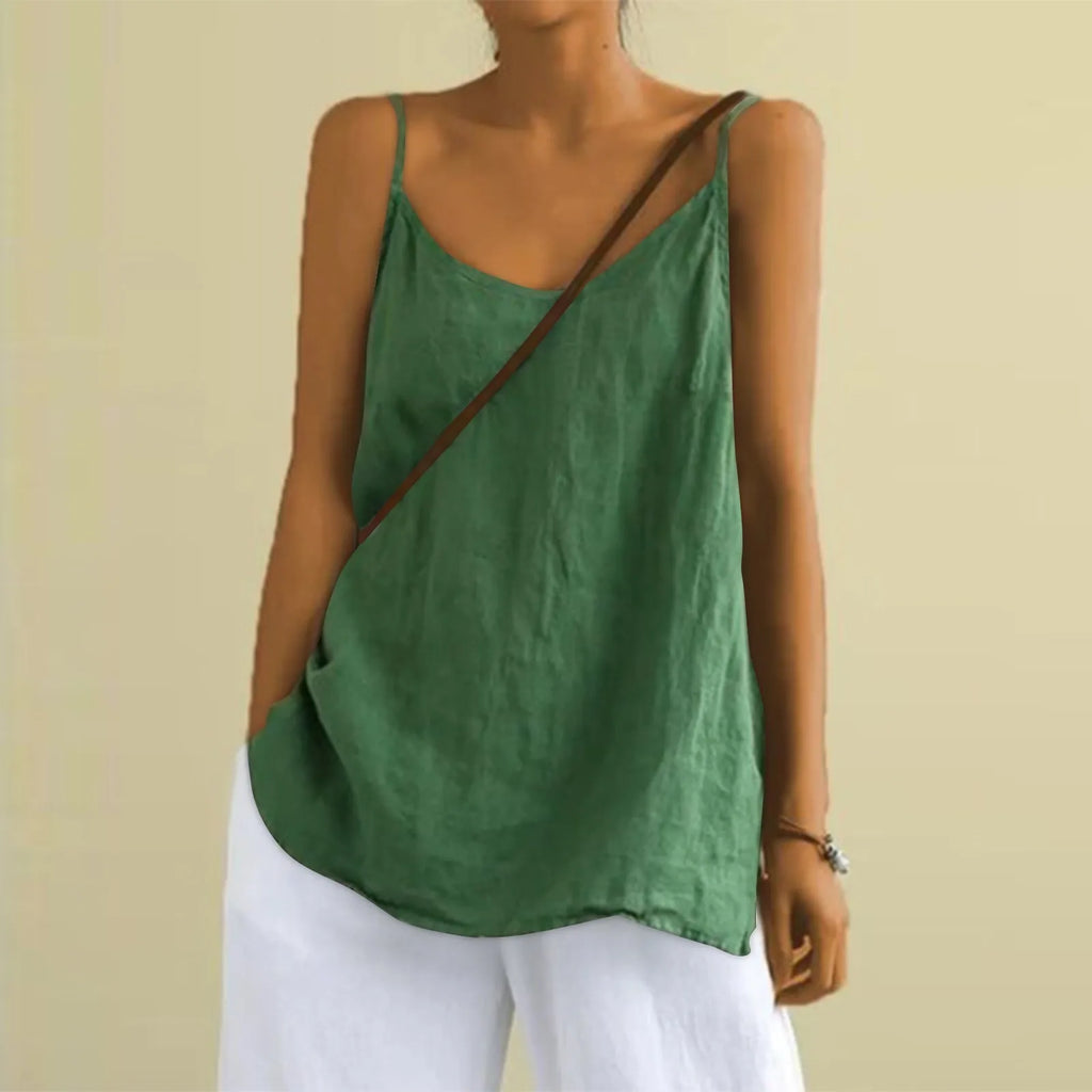 Women's tops sexys Cotton Linen Camisole Vest Summer Loose Sleeveless Versatile Bottom Top solid color blouse classic camisetas