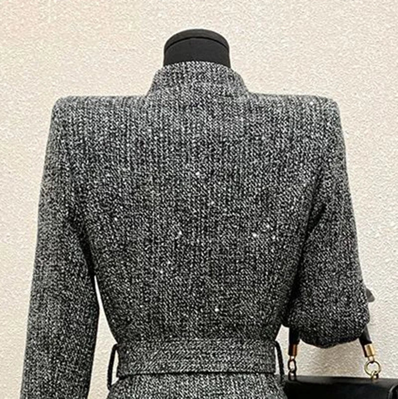 Female Overcoat 2025 New Fashion Gray Women Woolen Coat Autumn Winter Temperament High Quality Casual Women's Woolen Coat H249