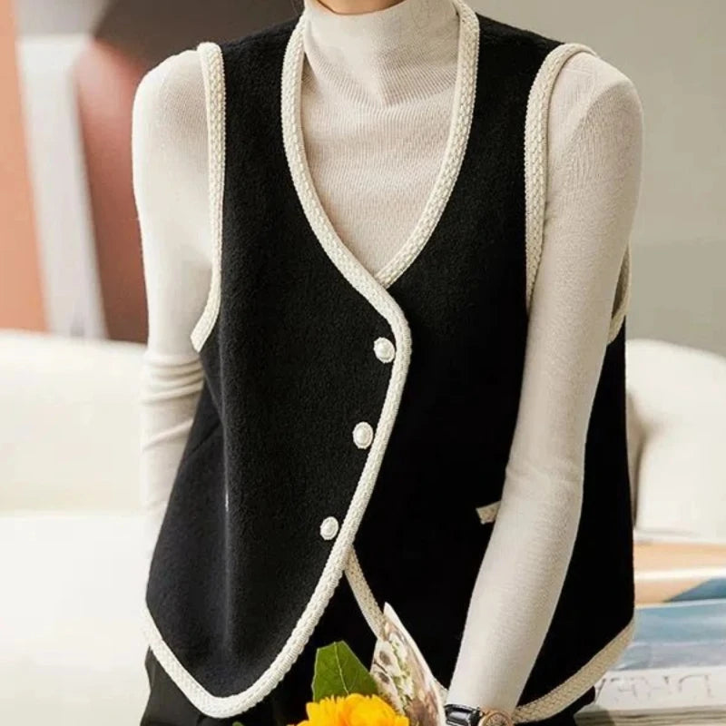 Vest for Women Clothes Fashion 2025 Black Insulated Sleeveless Wool Waistcoat Woman Cold Cheap Lightweight Padded Casual Elegant