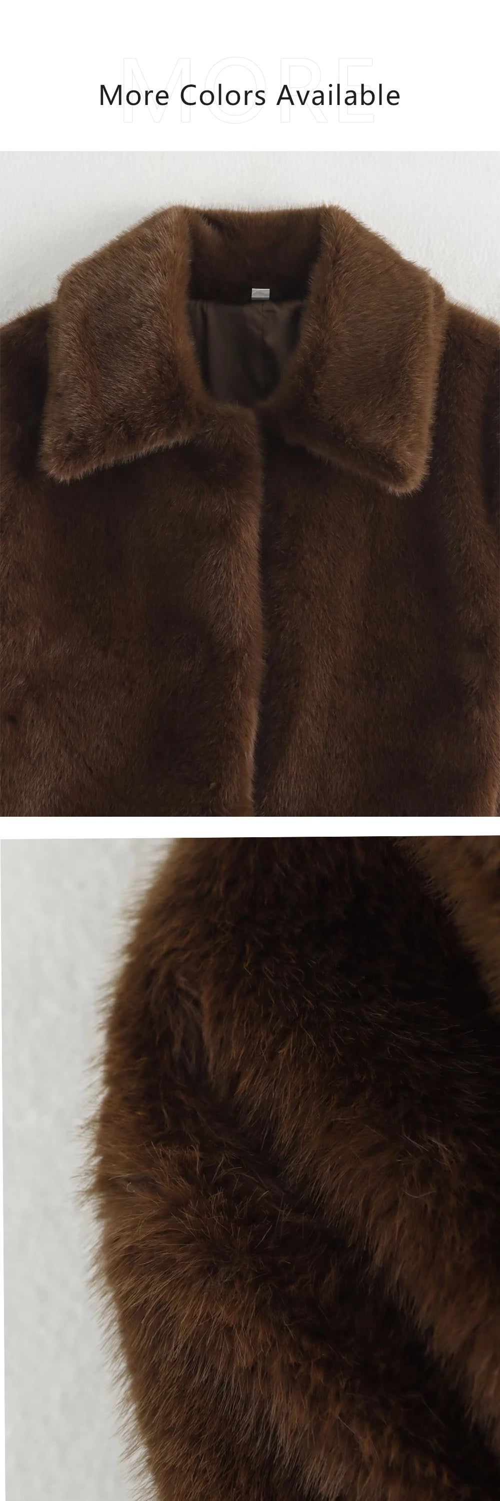 Loose lapel button embellished brown long sleeved jacket for women's autumn and winter collection