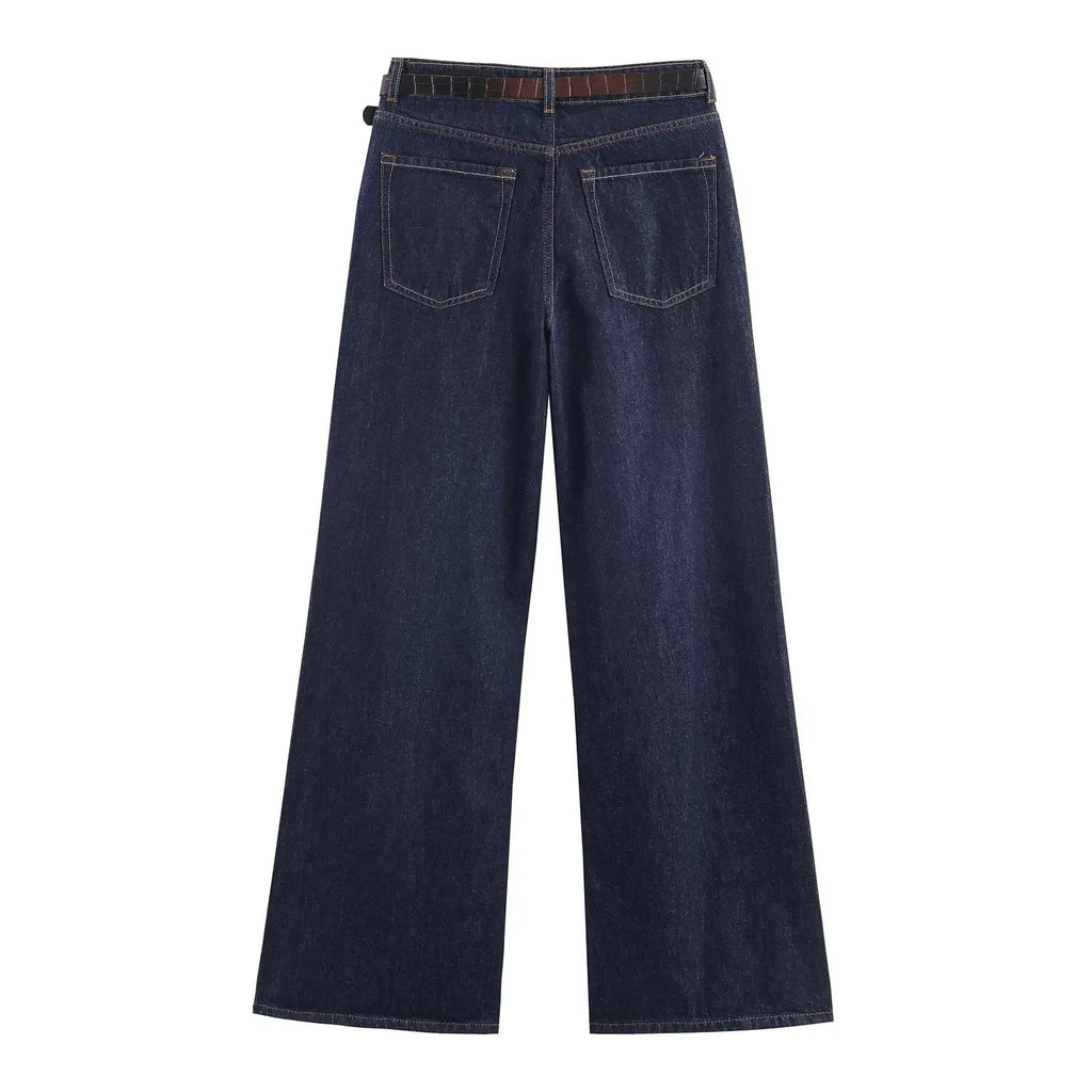 2025 Fashion New Arrival: High-Waisted Wide-Leg Pants with Belt Women's Fashionable Casual Pairing: High-Waisted Drawstring Wide