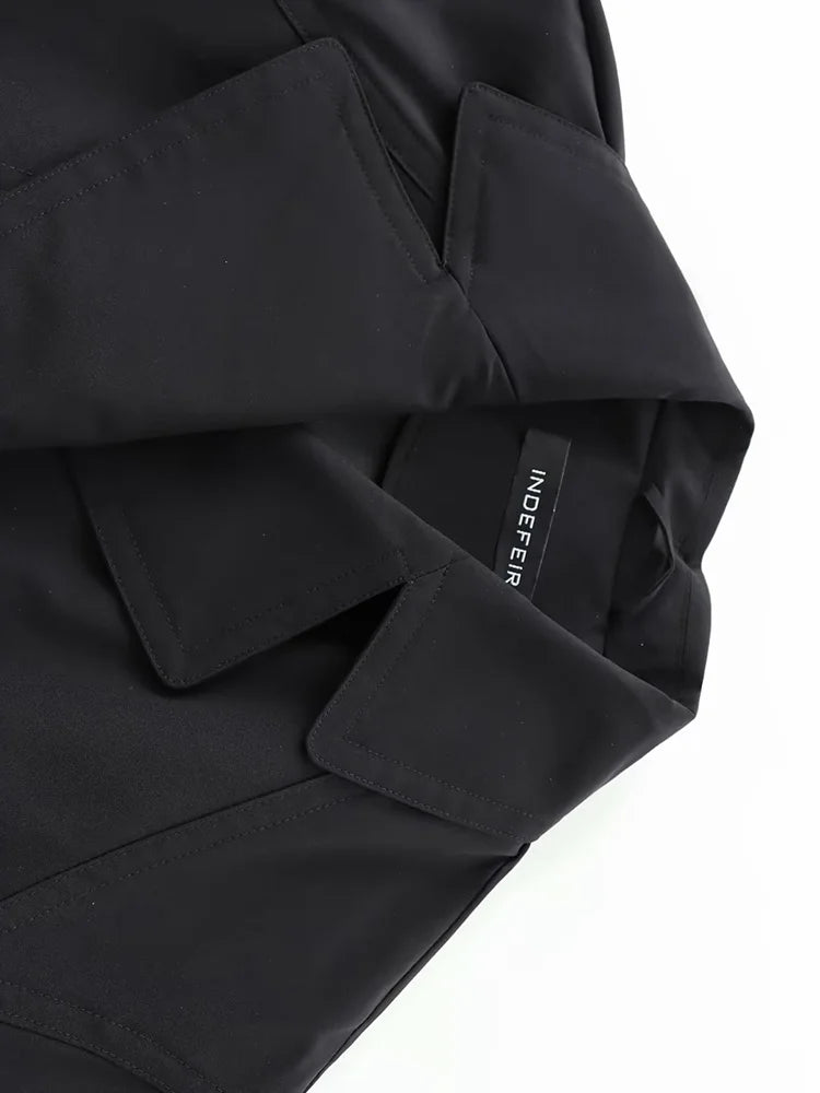 2024 Autumn Winter New Women Casual Long Woolen Coat Retro Solid Color Ladies Lapel Double Breasted Jacket Female Belt Jacket