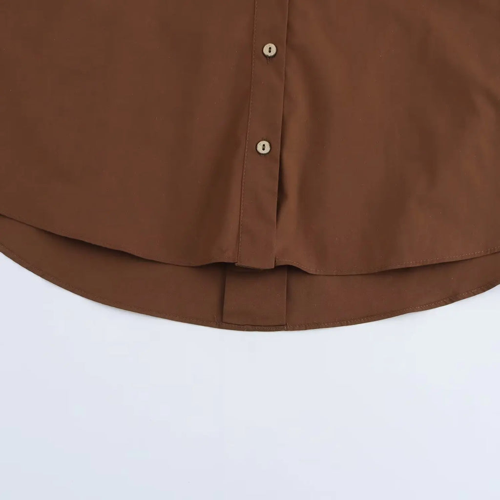 Women's Shirt Simple Wide Sleeve Comfortable Long Sleeve Collar Solid Color Temperament Spring New Style Shirt