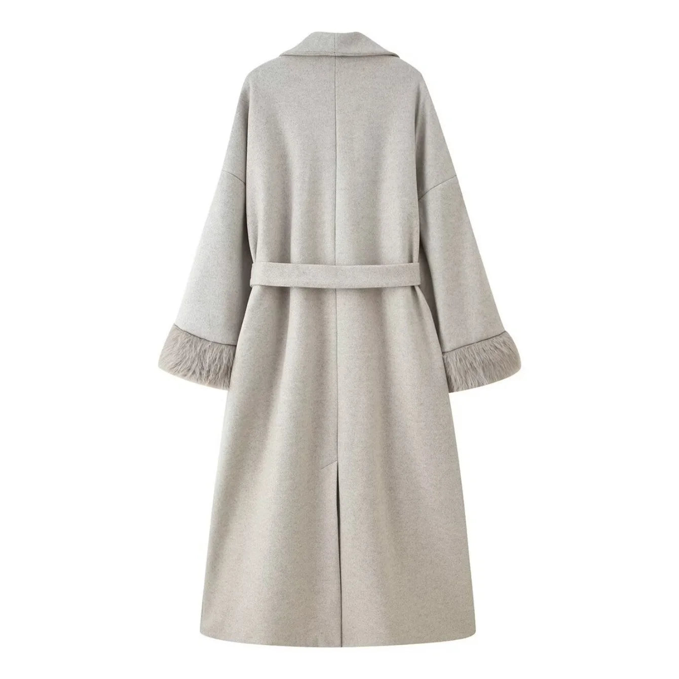Women's Elegant Woolen Coat Lady Turn-Down Collar With Belt Full Sleeved Outerwear Female Bathrobe Styled Thicken Long Jackets
