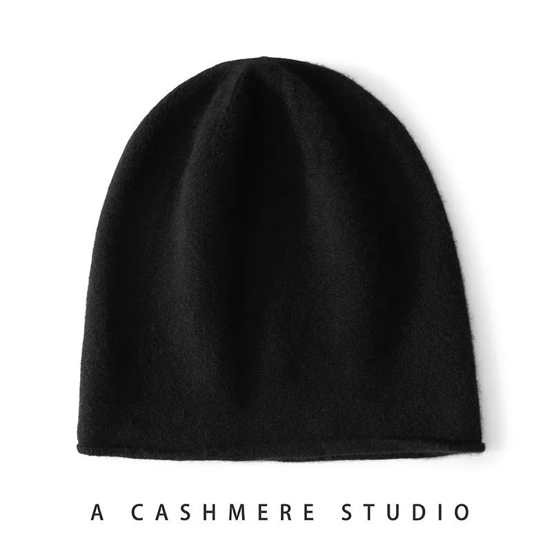 100% pure goat wool hat in winter men and women couples knitted piles of hats to keep warm and versatile