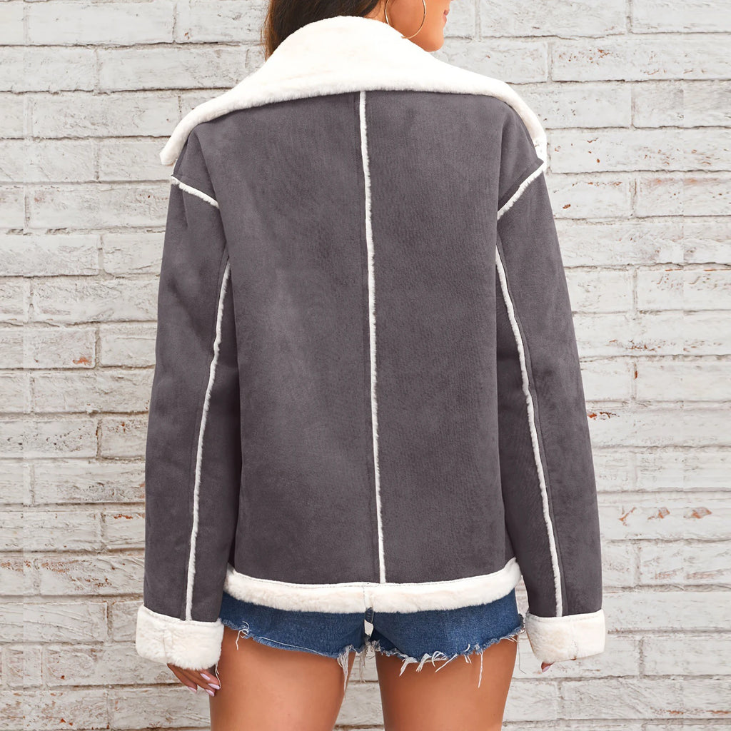 Women's New Coat Autumn Winter Fashion Lapel Thin Plush Short Jacket Trendy fashion Biker Retro Style Cropped Coat Streetwear