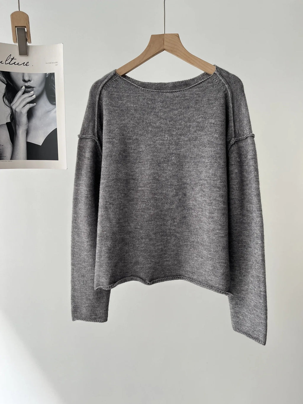 Women's clothing loose multi-color base with soft waxy wool blend round neck long-sleeved knitted sweater 16A