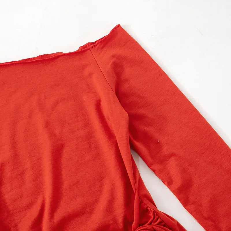 One Shoulder T Shirts For Women Aesthetic Clothes Sashes Crop Top Y2k Accessories Long Sleeve Lady Tshirt Ropa Mujer Camisetas