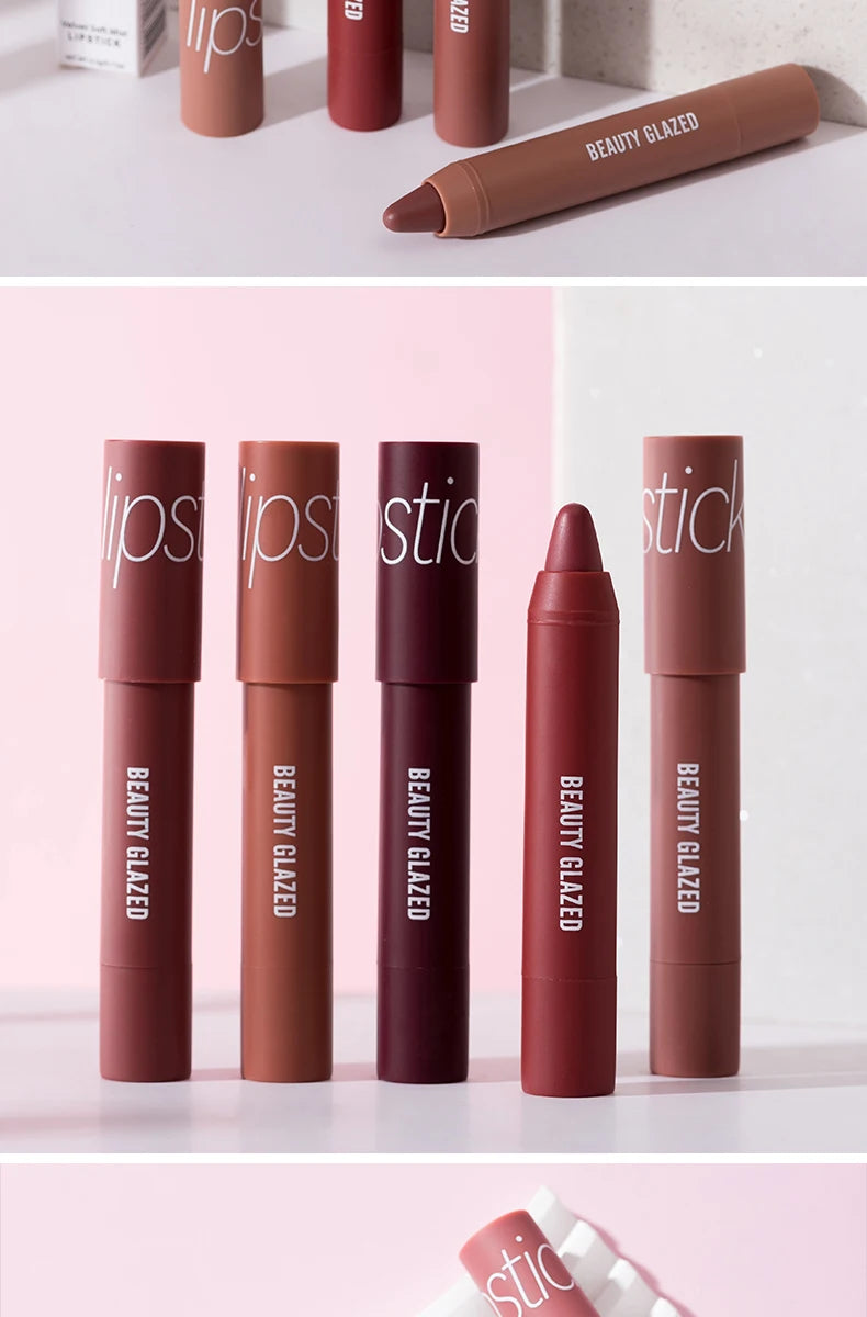 12-Color Matte Waterproof Lipstick Pen - Long-Lasting, Vibrant Berry Tone, Plant-Based Squalane, Smooth Application for All Skin