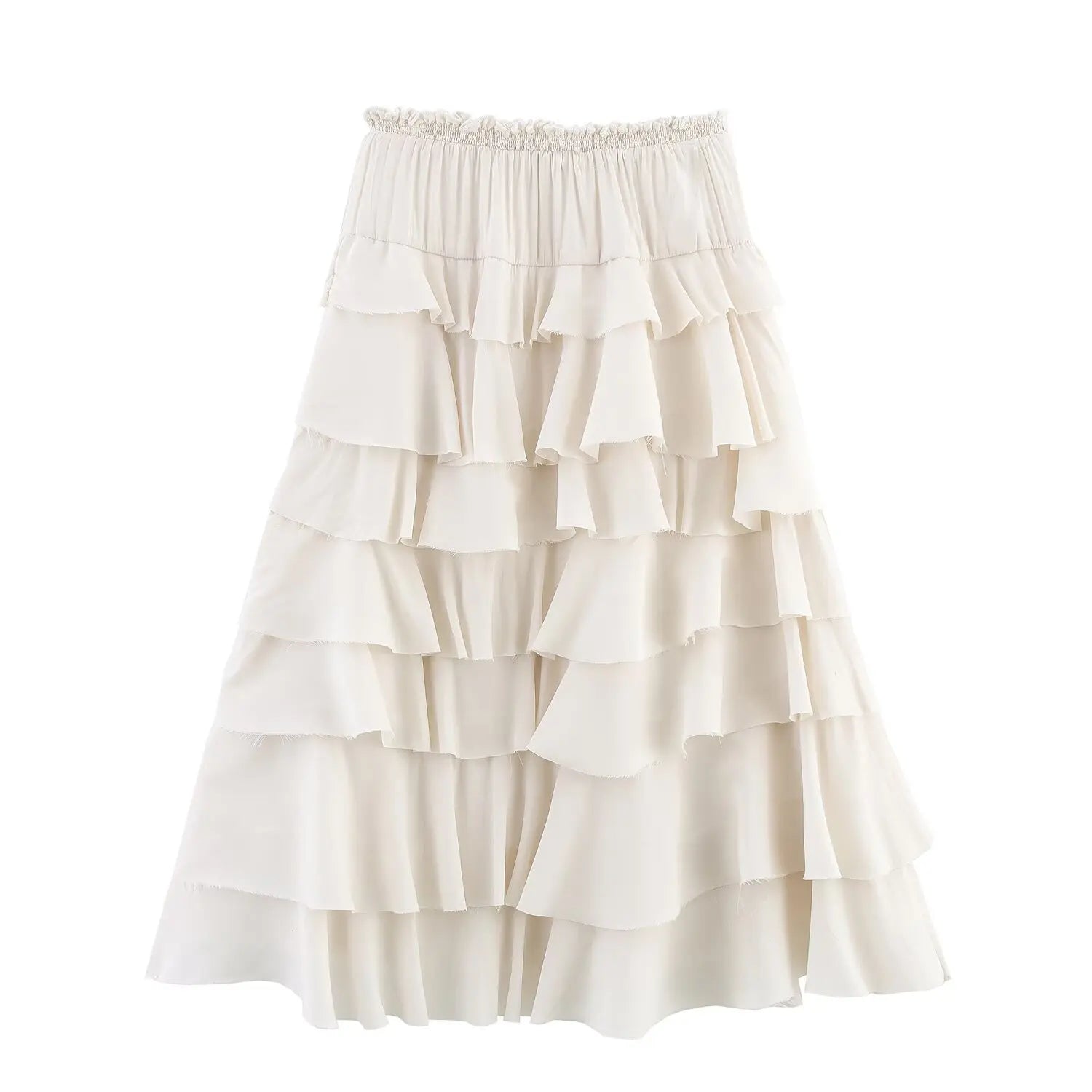 2025 WOMAN Fashion European and American Style Summer New Collection Stacked Decoration Versatile High Waist Skirt Mujer
