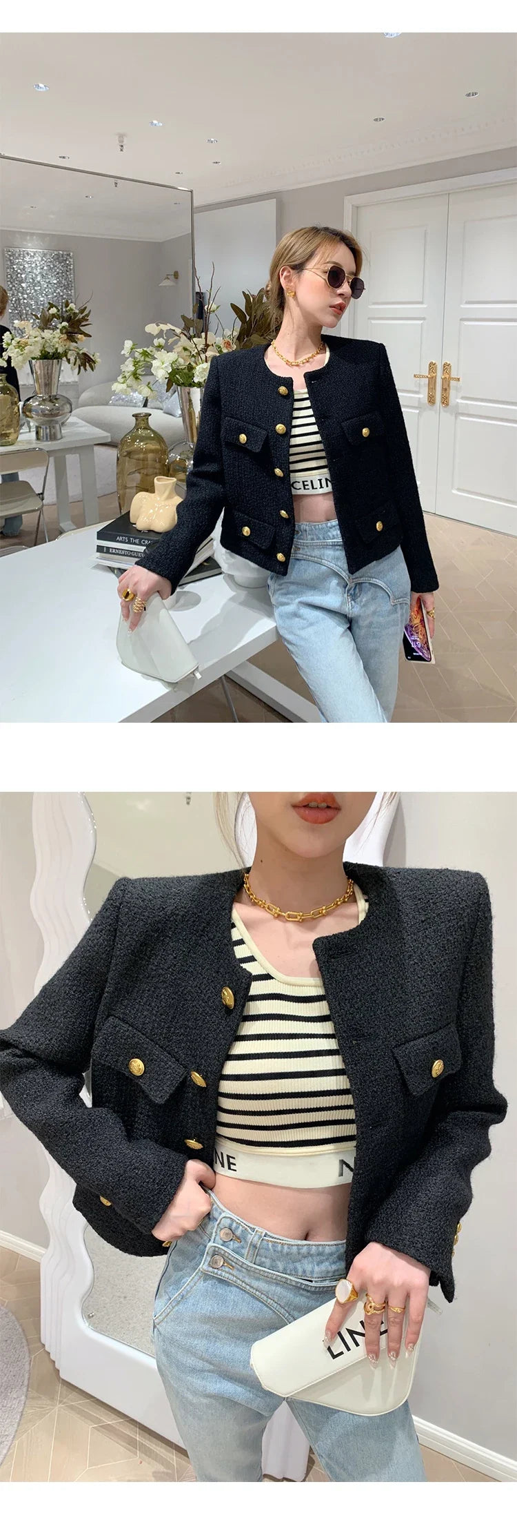 Coat Women Winter Jacket New Autumn and Winter Korean Women's Single-breasted High-quality Chic Tweed Retro Top Coat Women 2024