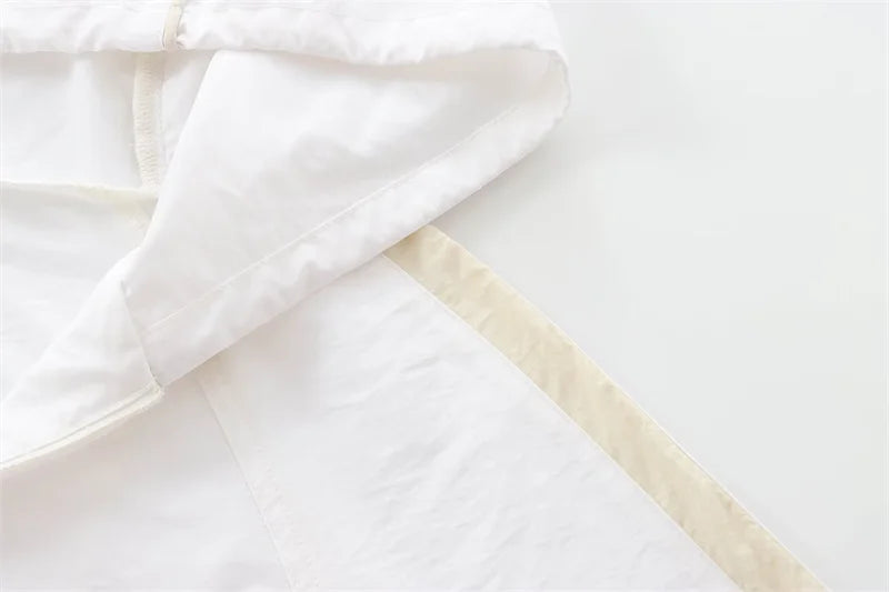 Women's Jacket 2025 Autumn New Arrival White Long Sleeve Simple Style Nylon Short Sports Hooded Top Jacket Casual Fashion