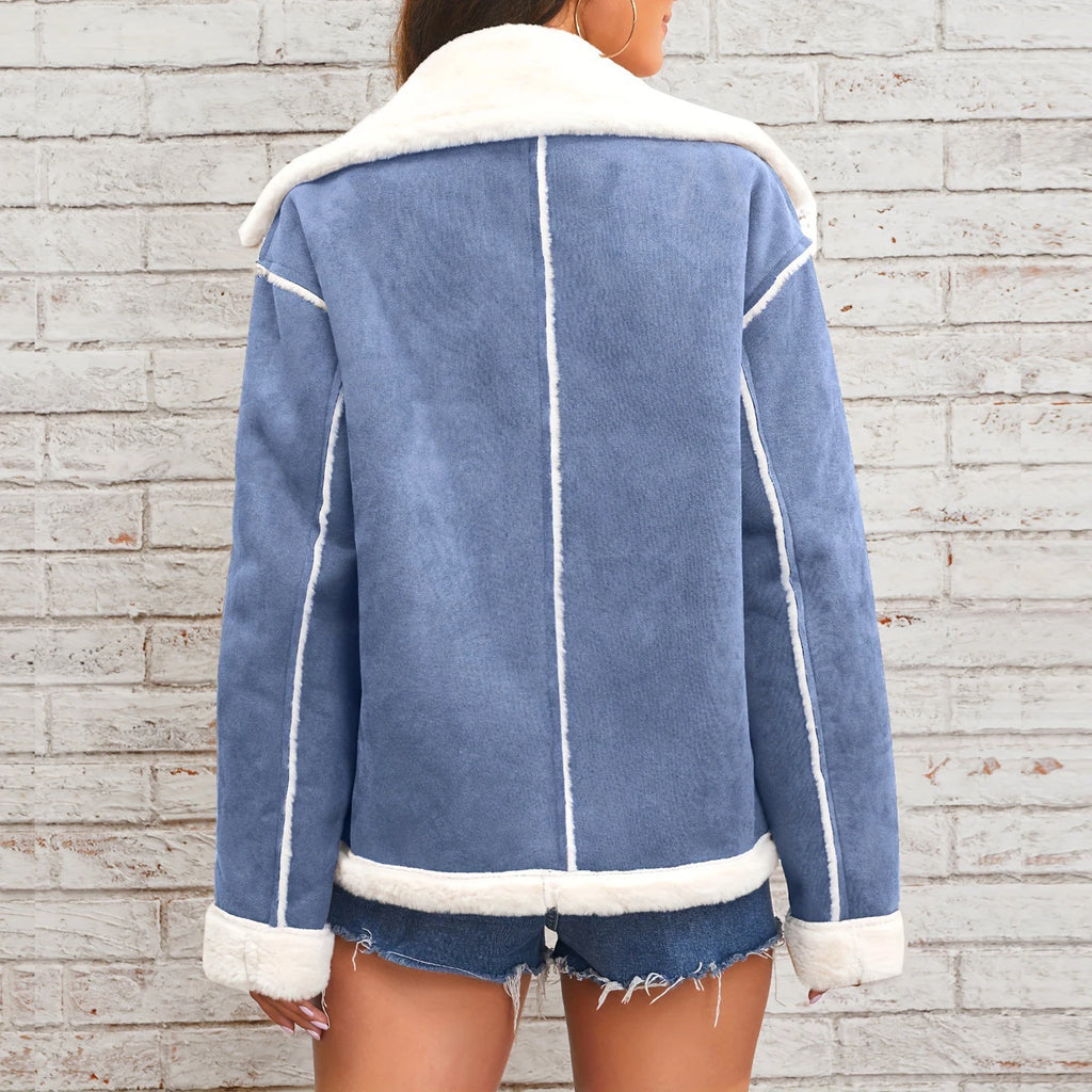 Women's New Coat Autumn Winter Fashion Lapel Thin Plush Short Jacket Trendy fashion Biker Retro Style Cropped Coat Streetwear