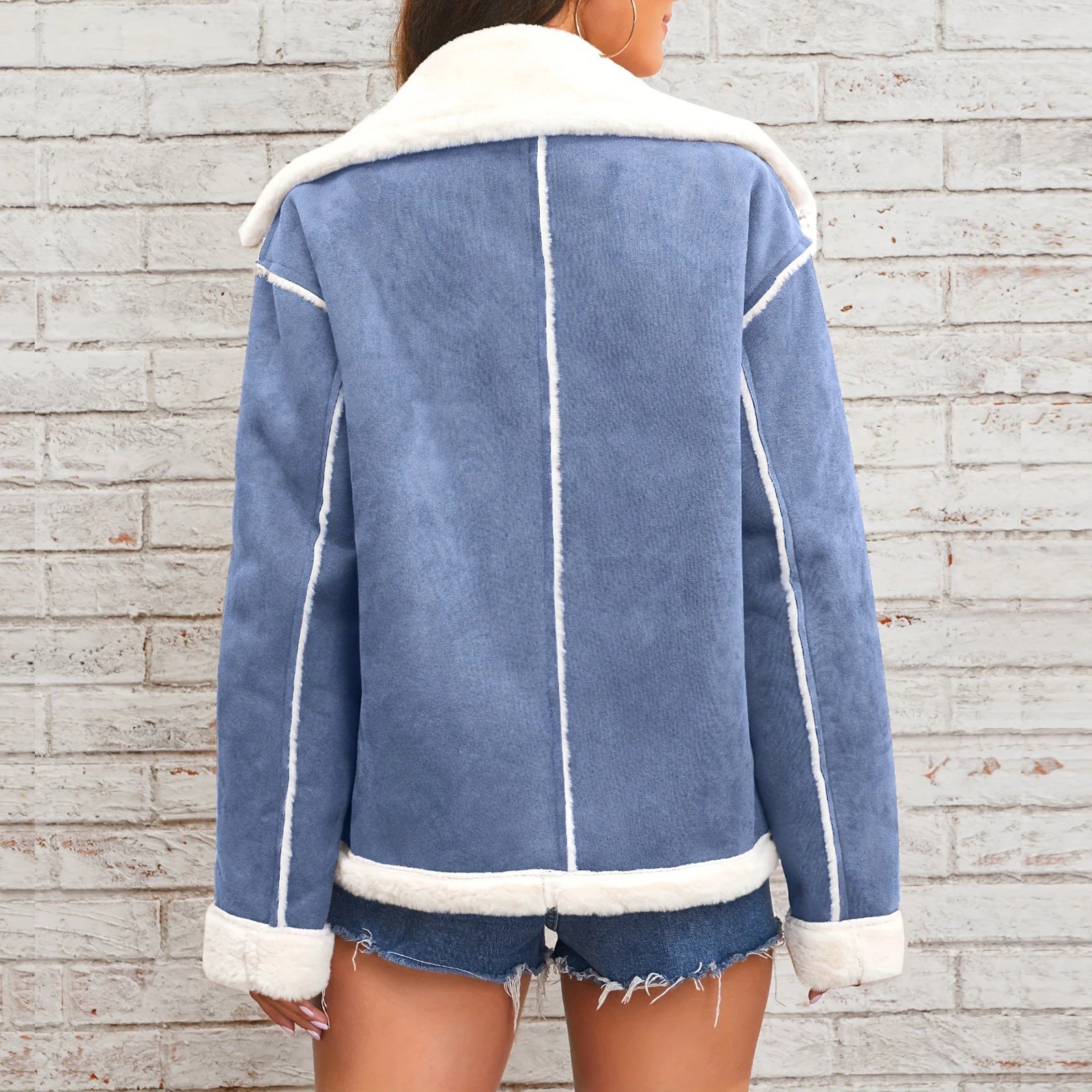 Women's New Coat Autumn Winter Fashion Lapel Thin Plush Short Jacket Trendy fashion Biker Retro Style Cropped Coat Streetwear