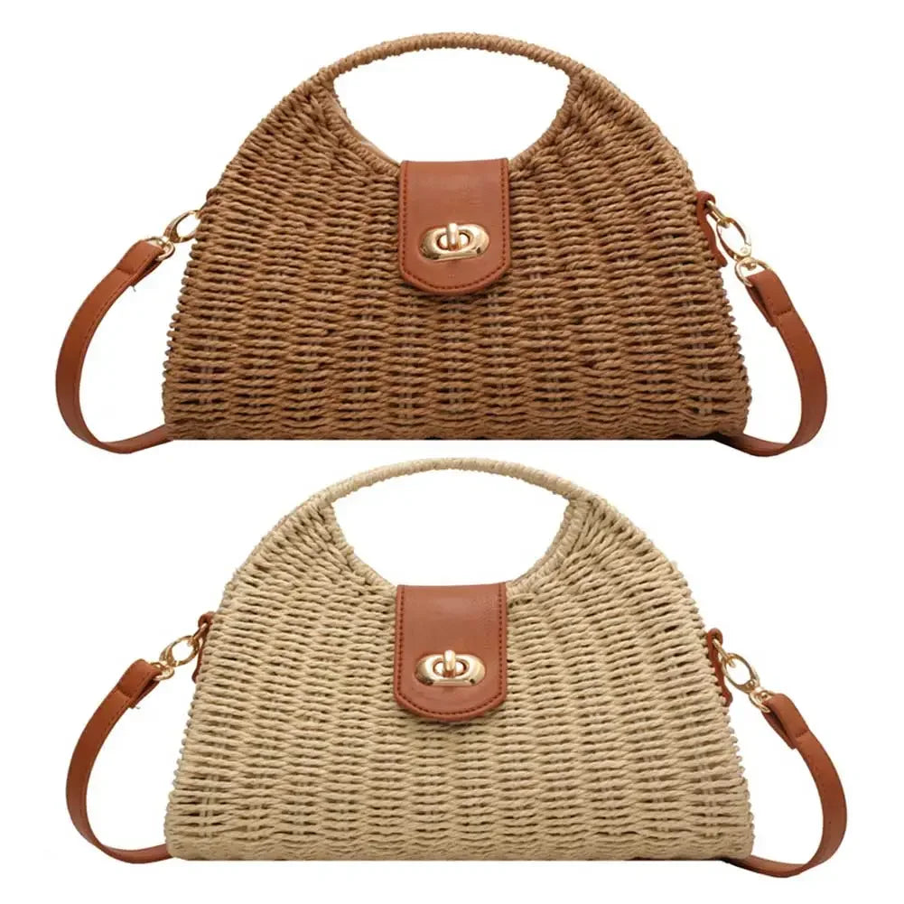 Women Crossbody Bags Summer Woven Shell Female Holiday Tote Bag Handmade Fashion Casual Simple Elegant Lady Straw Bag