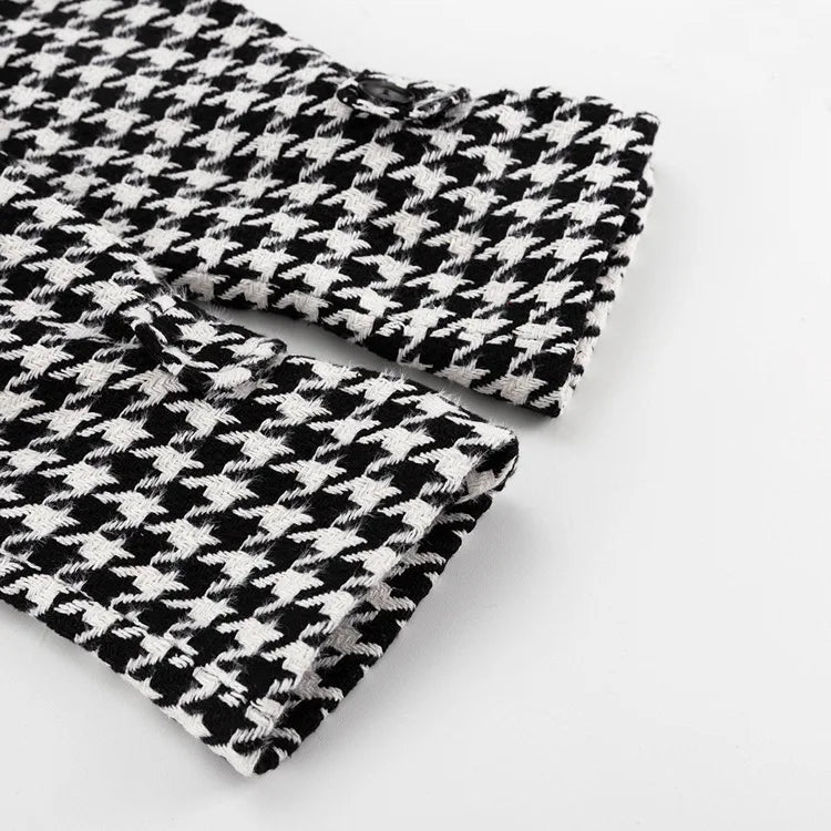 Long Coat Women Coats Work Turn Down Collar Houndstooth Thick Work Trench Streetwear Elegant Jackets Open Stith Autumn Winter