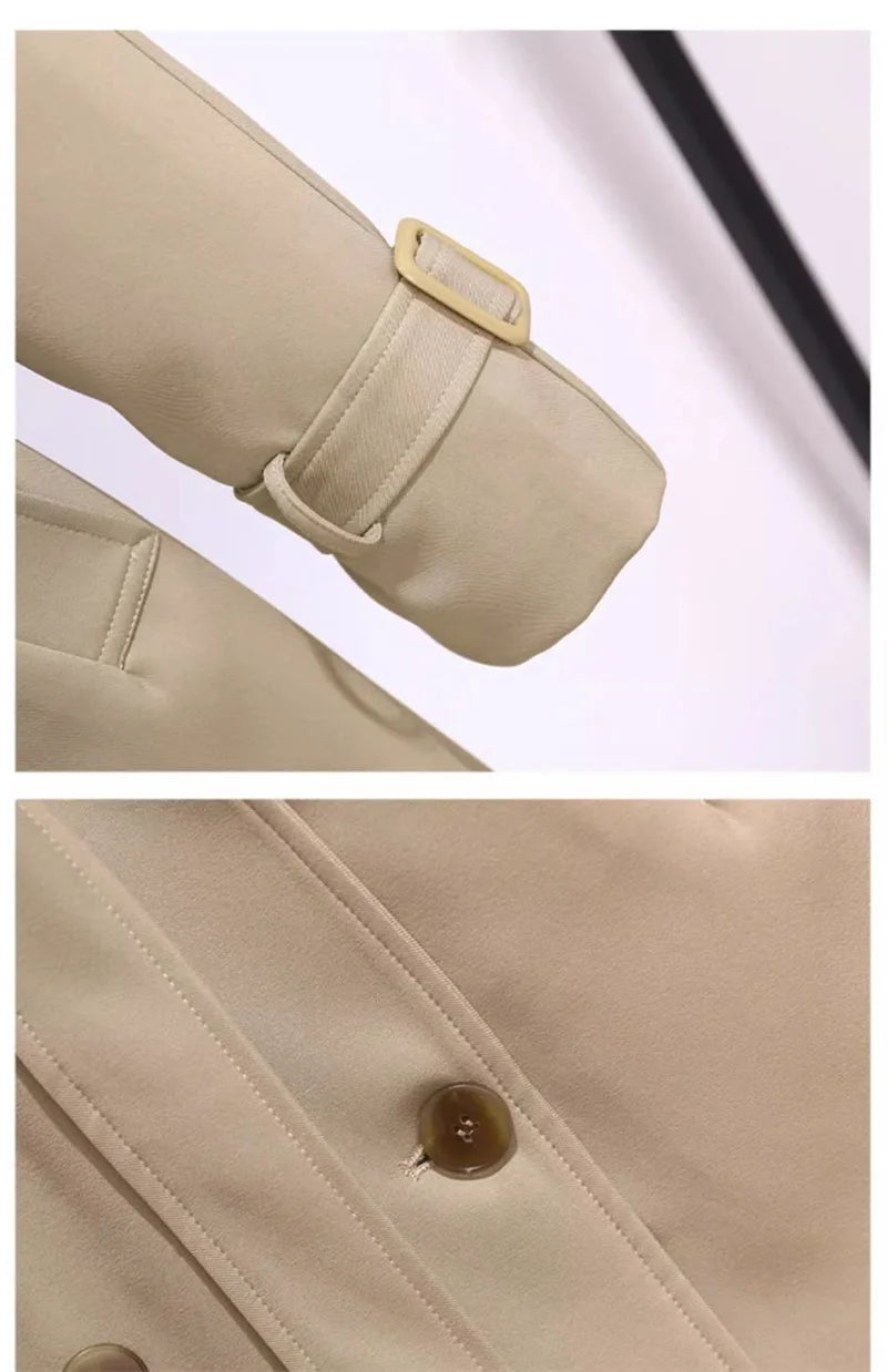 Women's Trench Coat Medium-length Windcheater Double-breasted Sashes Topcoat Streetwear Lady Outerwear Casual Tops Spring Autumn