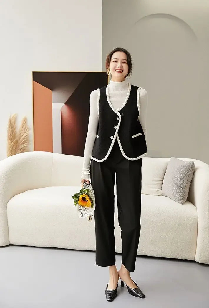 Vest for Women Clothes Fashion 2025 Black Insulated Sleeveless Wool Waistcoat Woman Cold Cheap Lightweight Padded Casual Elegant