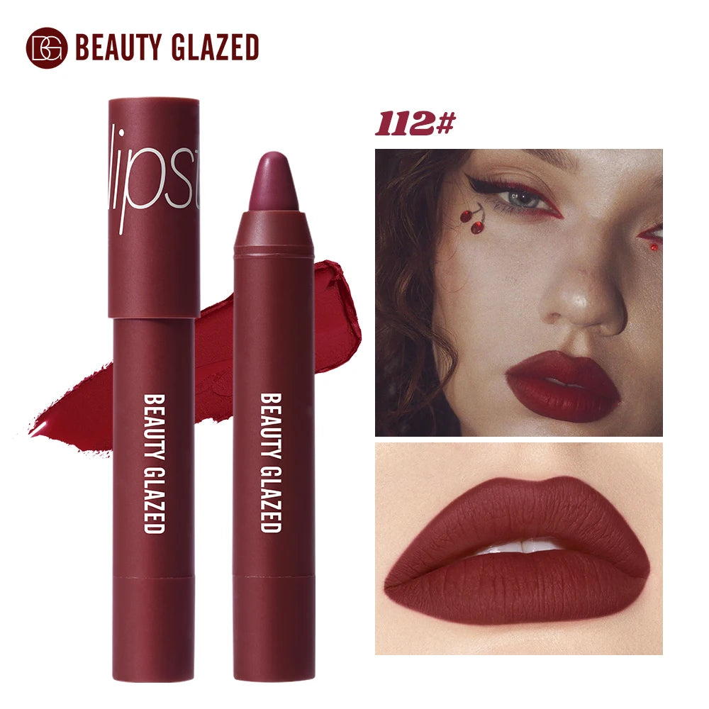 12-Color Matte Waterproof Lipstick Pen - Long-Lasting, Vibrant Berry Tone, Plant-Based Squalane, Smooth Application for All Skin