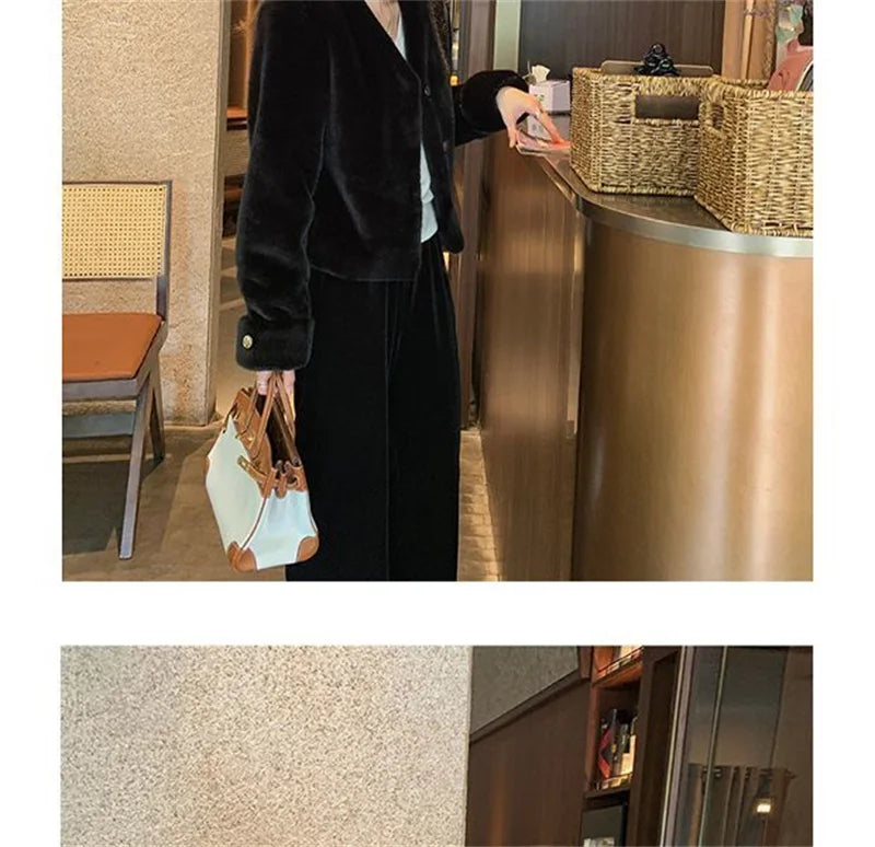 Women's Coat  Women's fur Coat New Fashion Mink fur Coat Women's Autumn and Winter new Fur Short Ladies Wind Chaebol Daughter