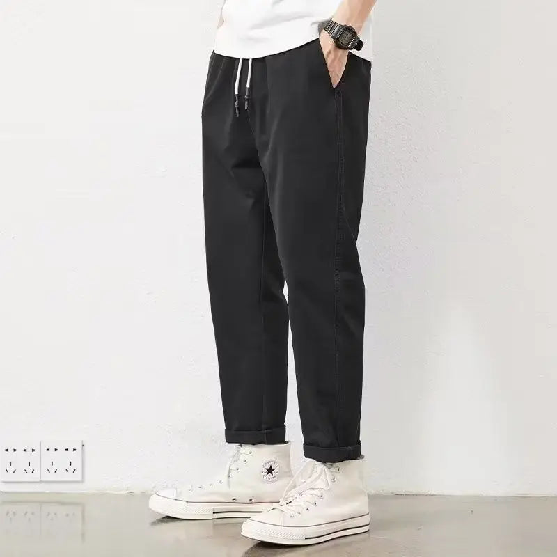 2025 New Spring and Autumn Work Clothes Straight Loose Hammer-shaped Pure Cotton Casual Pants for Men