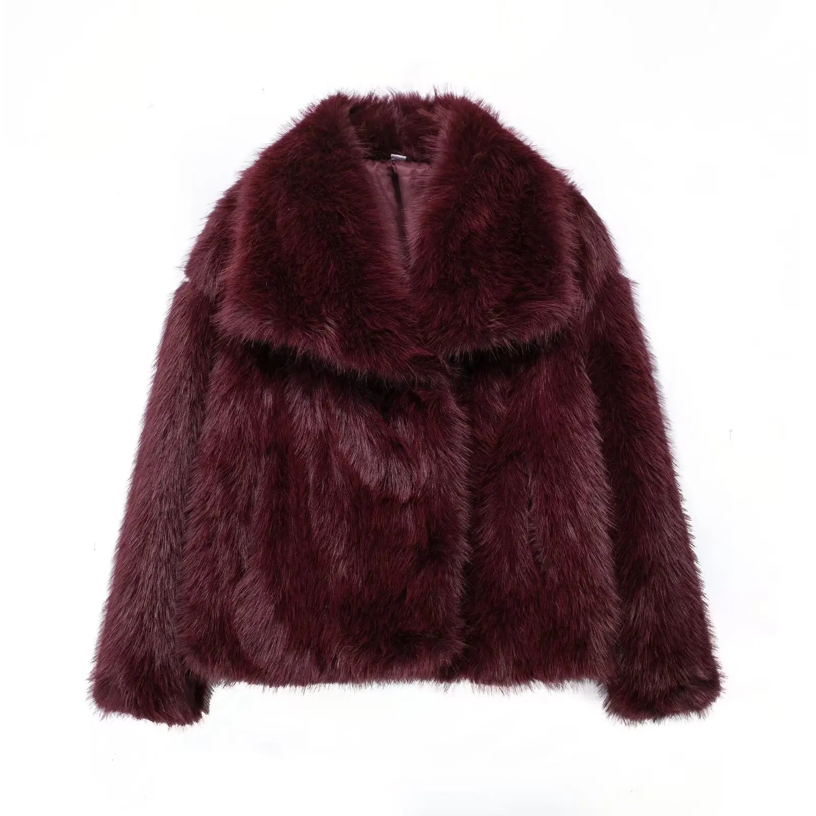 HH Winter Women Casual Faux Fur Lapel Jackets Fashion Solid Oversized Thick Coats Female Fuzzy Warm Long Sleeves Outerwear