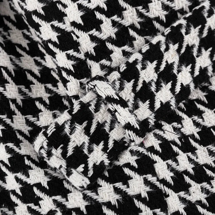 Long Coat Women Coats Work Turn Down Collar Houndstooth Thick Work Trench Streetwear Elegant Jackets Open Stith Autumn Winter