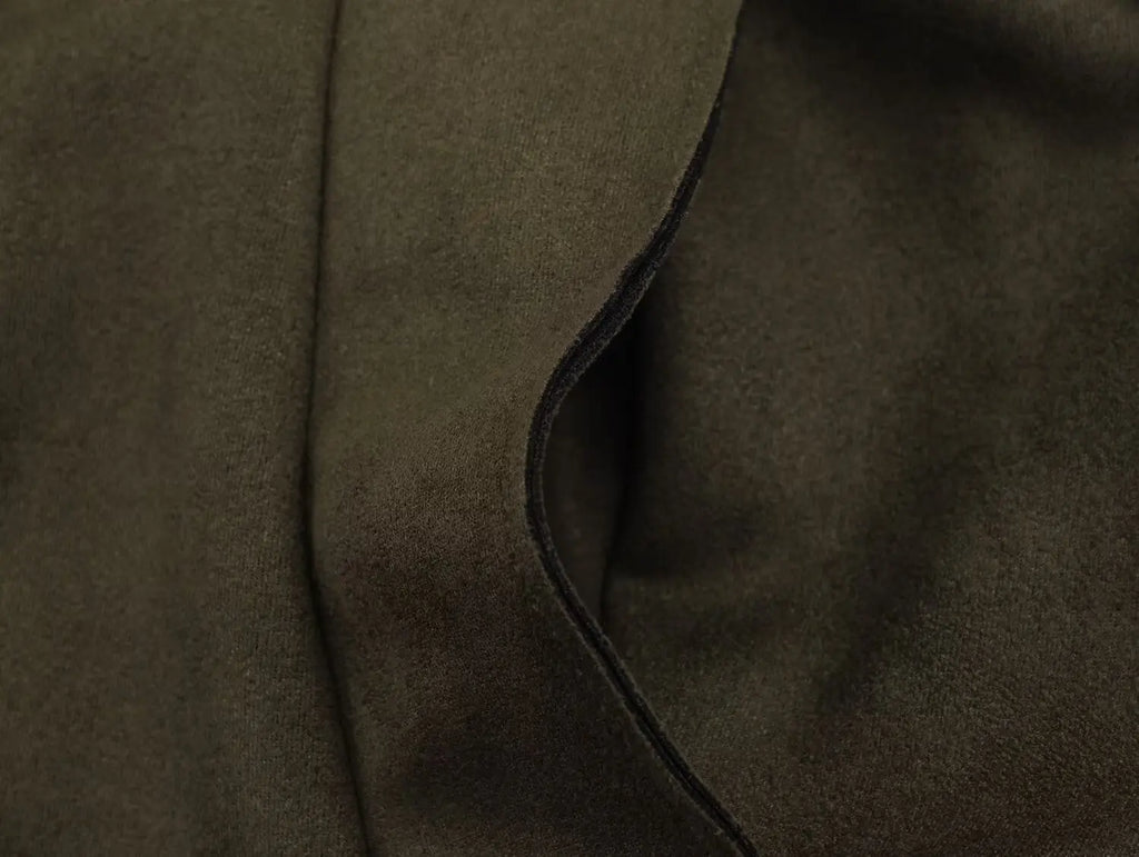 European style new women's fashionable and versatile solid color long trench coat with belt and suede effect.